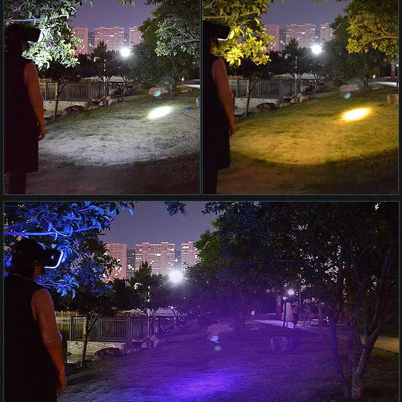 

LED 395nm UV Headlamp White Yellow LED Scorpion Lamp Handheld Searchlight 3 in1 Multi Functional Headlight Flashlight