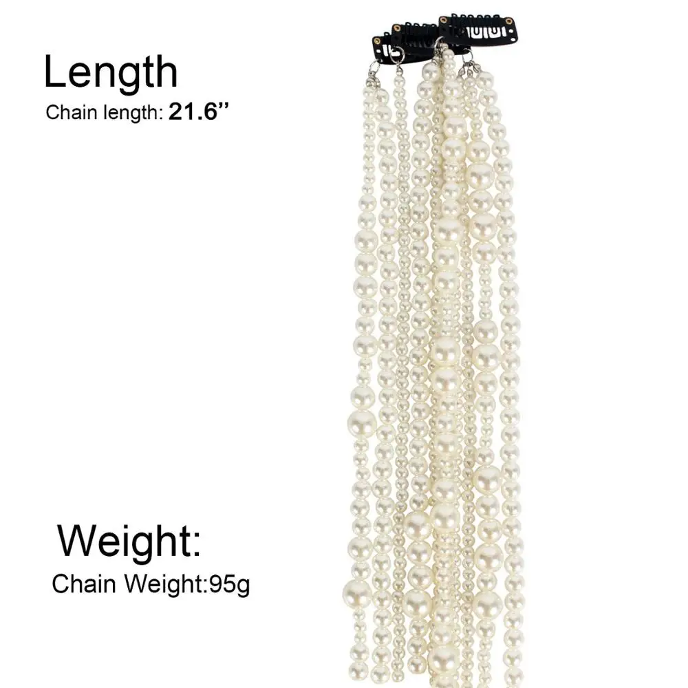 

European And American Fashion Exquisite Popular Headdress Women ABS Imitation Pearl Retro Wild Tassel Hair Chain