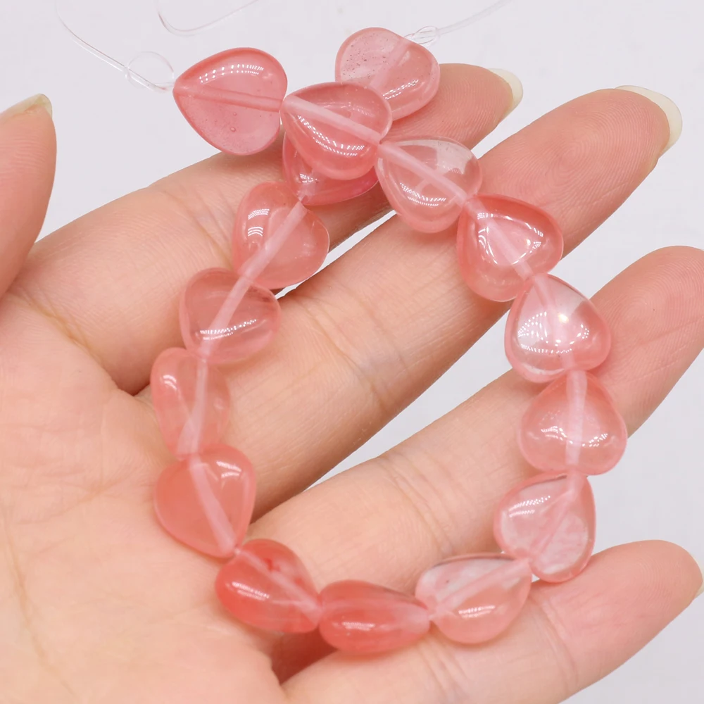 

Natural Stones Watermelon Red Stone Beaded Heart-shape Bead MakeDIY Necklace Bracelet Fashion Jewelry Gift 1Strand 14mm