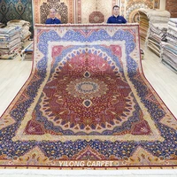 yilong 9 2x12 8 persian oversize silk rug hand knotted red medallion qum carpet zqg282a