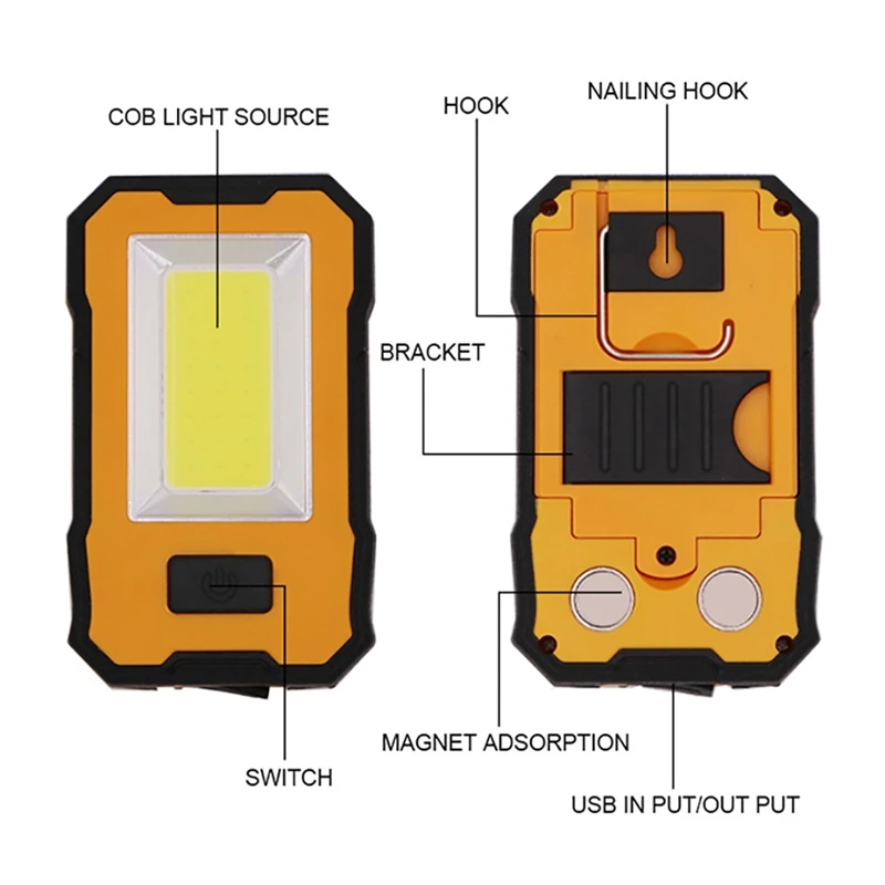 Портативный светодиодный рабочий светильник с USB-зарядкой рабочие лампы COB