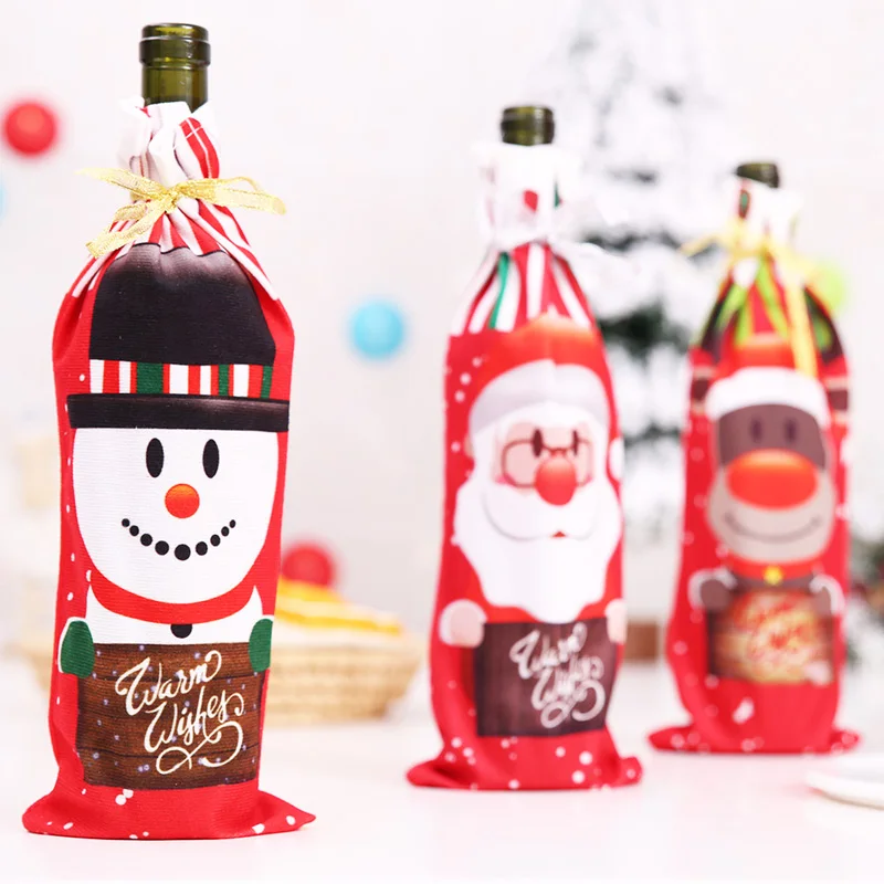Рождественский набор для украшения винной бутылки чехол с Санта-Клаусом