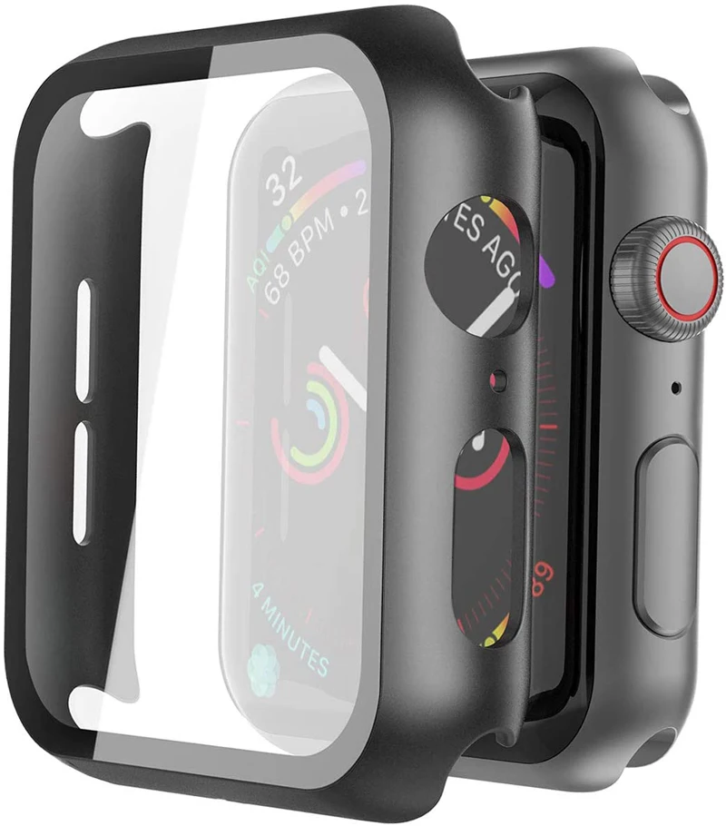 Чехол + закаленное стекло для Apple Watch 40 мм 44 Series 5 4 защита экрана чехол-бампер iwatch 3 2