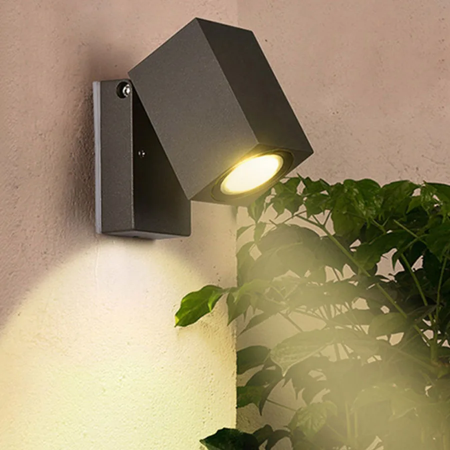 

5W LED Wall Lamp GU10 Outdoor Garden Waterproof Aluminum Wall Light 90 Degree Adjustable Corridor Aisle Villa Balcony Porch Lamp