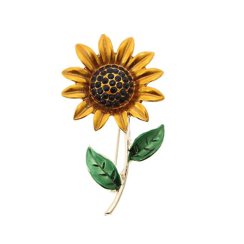 

Creative Painting Oil Flower Brooch Korean Version the Water Drill Sunflower Chest Flower Popular Female Clothing Accessories