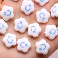 10pcs 15mm smile face white flower ceramic beads for jewelry making diy loose spacer bead bracelet necklace accessories