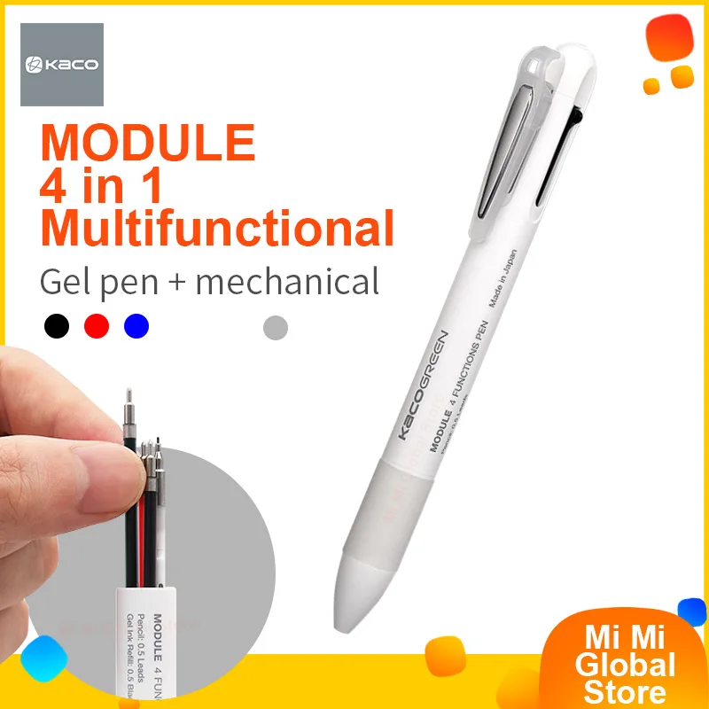 

KACO 4 в 1 многофункциональные школьные ручки 0,5 мм черная синяя Красная Зеленая фоторучка для офиса