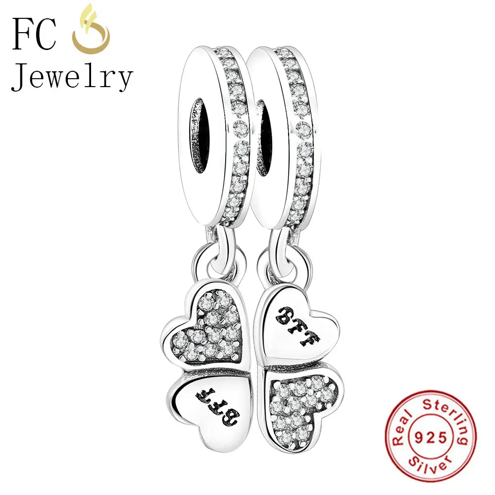 FC Jewelry Fit Original Brand Charm Bracelet Necklace 925 Silver Four-leaf Clover Best Friend Pendant Bead Making Berloque DIY | Украшения