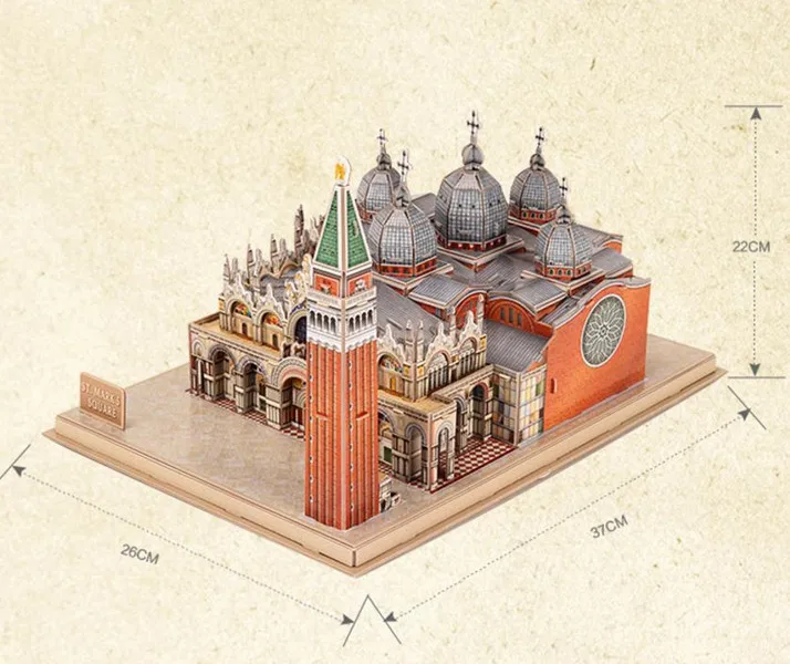 3D сувенирная Модель-пазл с изображением собора готической церкви площади Св.
