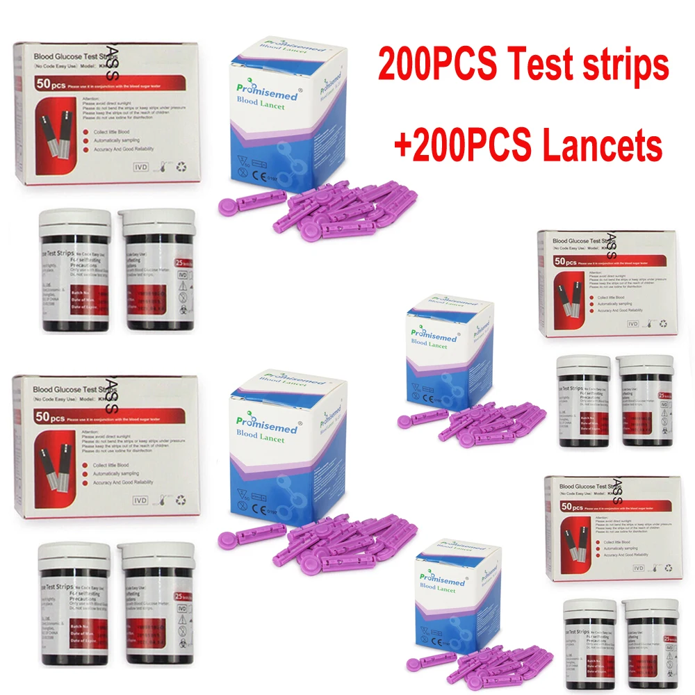 

200PCS Glucometer Test Strips Lancets Diabetes Blood Glucose Meter Diabetic Blood Sugar Monitor Tester Strips for CONTEC