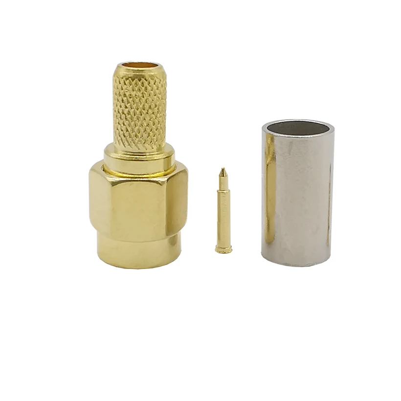 Коннектор SMA коаксиальный со штекером обжимный соединитель для RG58 RG142 RG400 LMR195 RG223