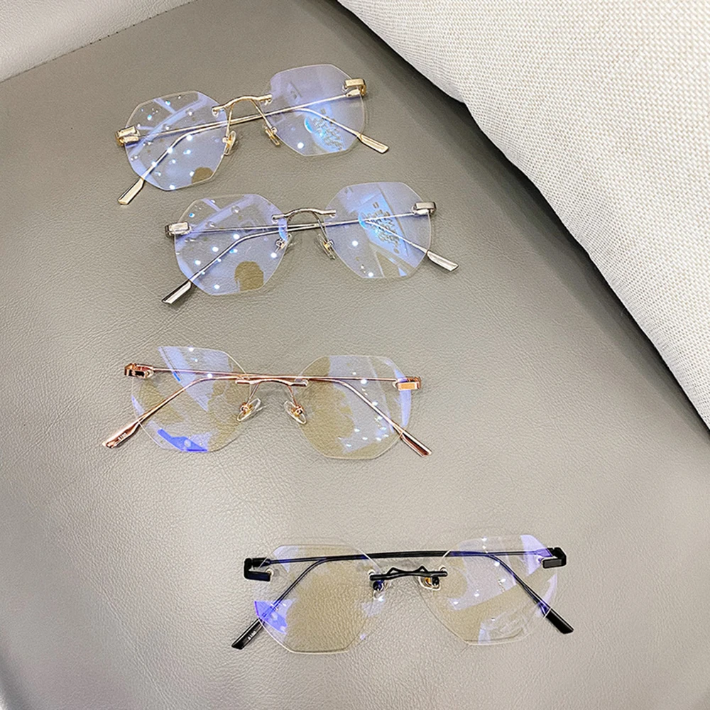 

Clear Blue Light Blocking Rimless Glasses Clear Myopia Frameless Eyeglasses For Men Women Optical Spectacle Frames T956347