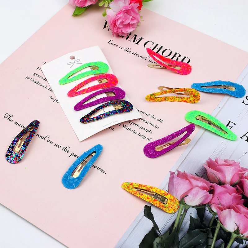 

12Pcs/Set Candy Color Hair Clips For Women Girls Fashion Shining Sequins Hairpins Snap Barrettes Metal Hairpins Clip For Hair