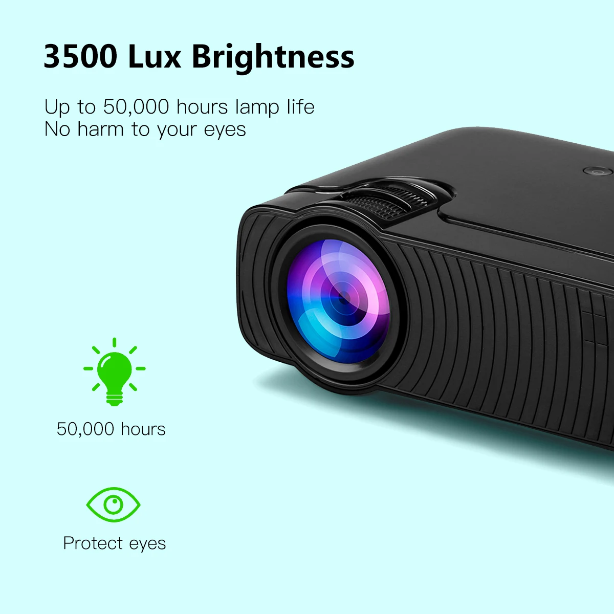 Мини проектор светодиодный 236 дюйма 1080P 3500 люкс 50000 часов работы|Компьютерные