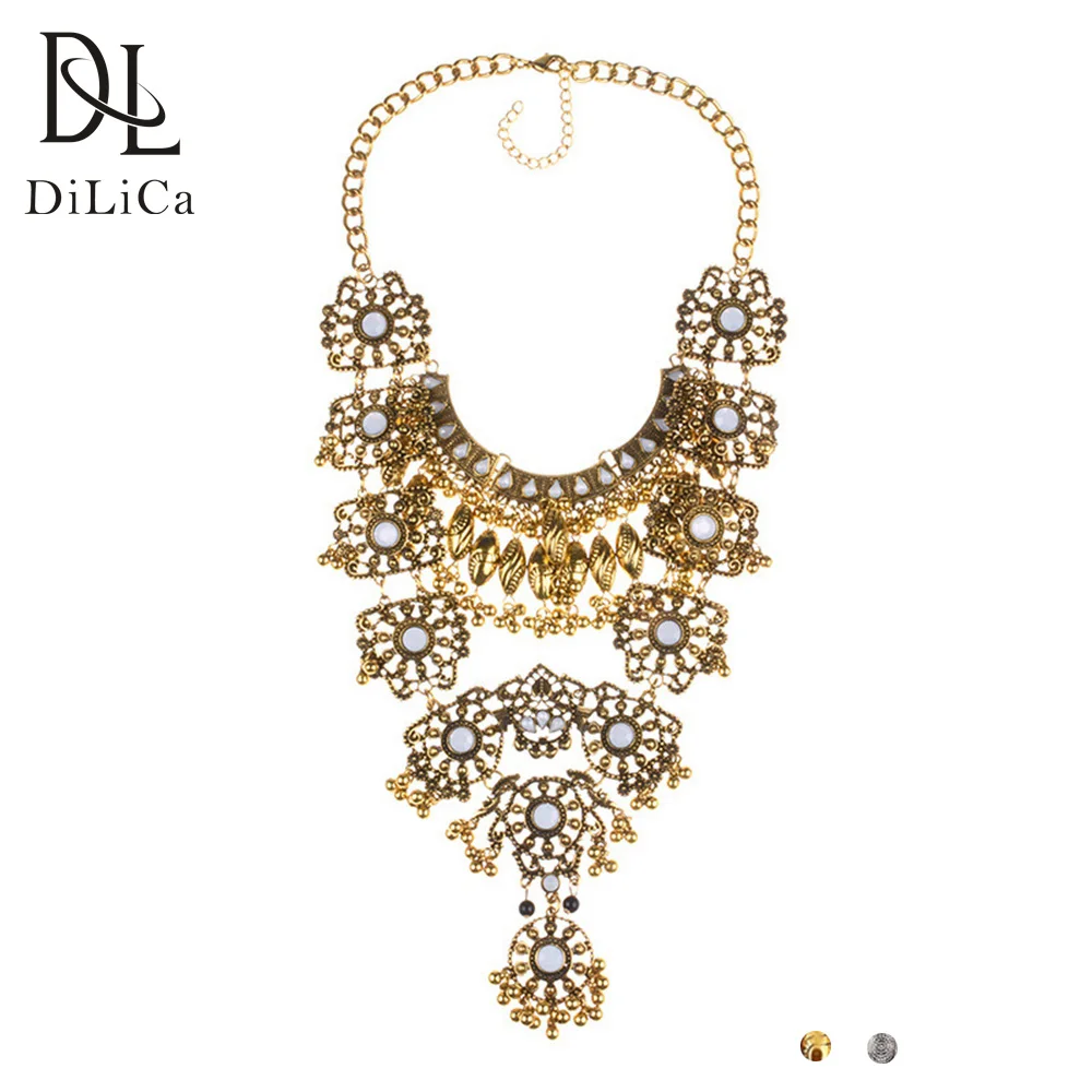 Женское Ожерелье в этническом стиле DiLiCa винтажное массивное ожерелье с
