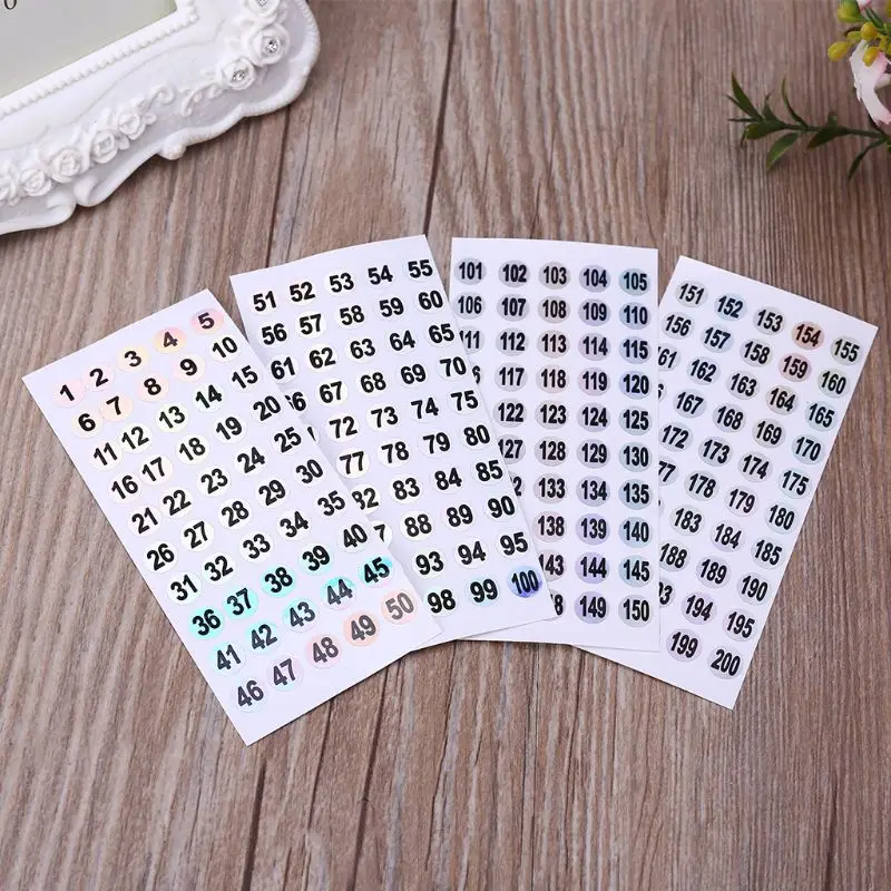 

8mm Label Numbers 1 to 200 Adhesive Stickers Sign for DIY Craft Self Adhesive Tags Sticker Home School Office Decoration