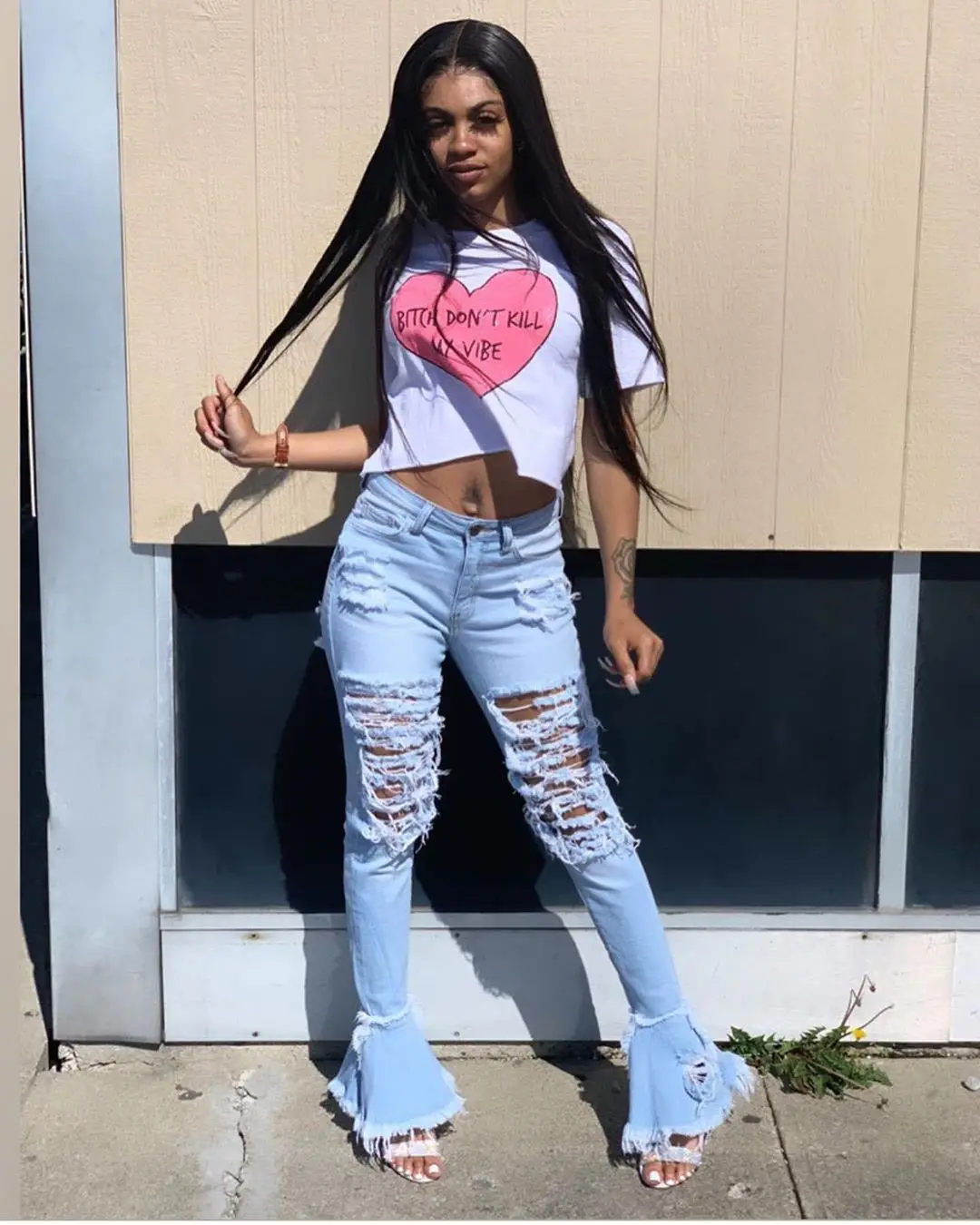 

NOXNEX Ripped Jeans For Women High Waist Jeans Vintage Flare Jeans With Holes Patchwork Bell Bottom Jean Denim Pants 2021new 4XL