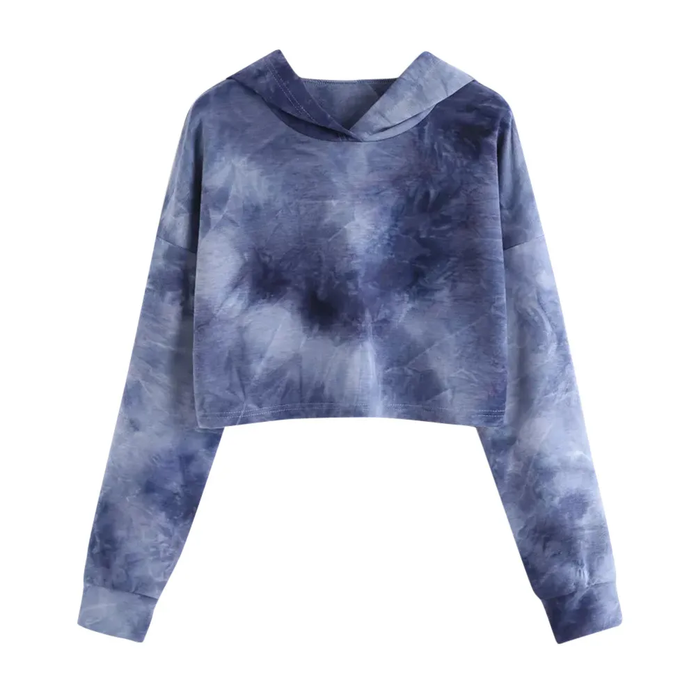 

2021New Fashion Long Sleeve Pullover Tops Tie-dye Sweater Women's Hoodie Printed Patchwork Sweatshirt