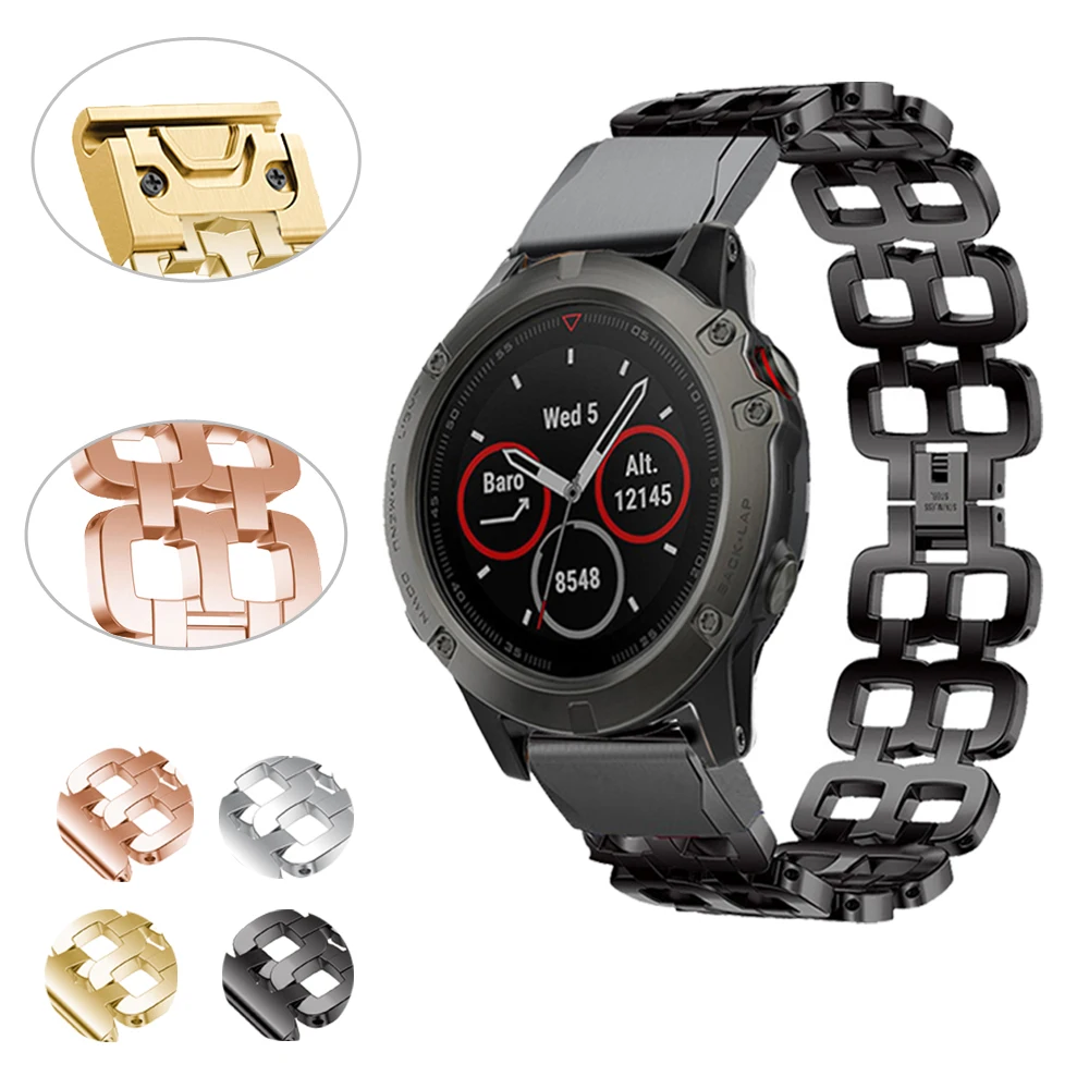 

26mm Quick Release Strap For Garmin Fenix 6X 6XPro 5X 5XPlus 3 HR Watchband Descent Mk1 MK2 Bracelet Stainless Steel Wristband