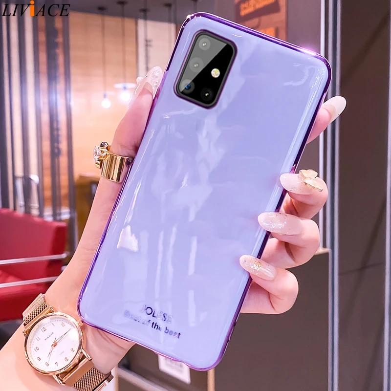 Plating Silicone Phone Case For Samsung Galaxy A32 A52 A72 4G 5G A51 A71 A21S A31 A12 A42 A50 A70 A02 A7 2018 A33 A53 A73 Cover