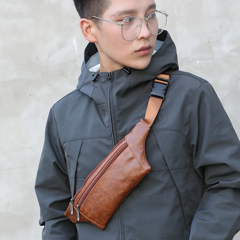 Новинка 2020 Мужская нагрудная сумка из натуральной искусственной кожи Женская