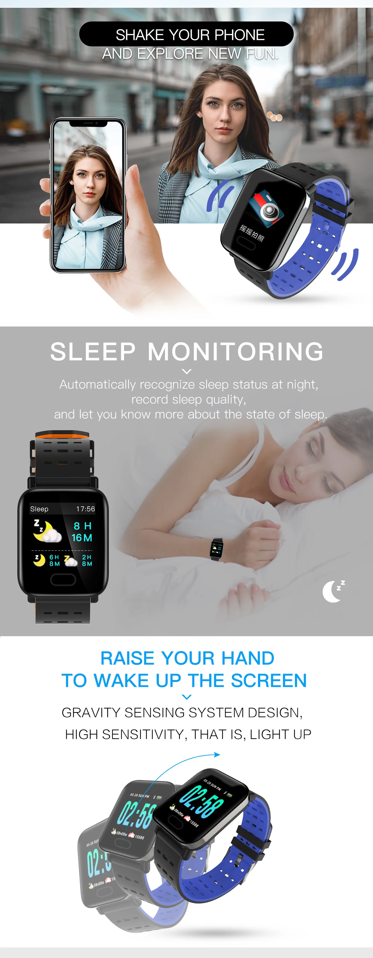 Waterproof Smart Bracelet A6 Blood Pressure watch Color Screen smart wristband Fitness Tracker Heart Rate Monitor | Электроника