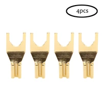 4pcs red pure copper rhdoium plated plugspeaker cable connector plug hifi end audio y spade plug
