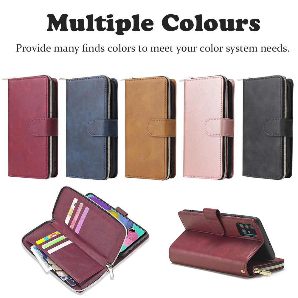 Zipper Wallet Leather Case For Samsung Galaxy A52 A51 A72 A71 A53 A33 A13 A32 A12 A31 A41 A50 A70 A30 A20 EA10 S Flip Card Cover