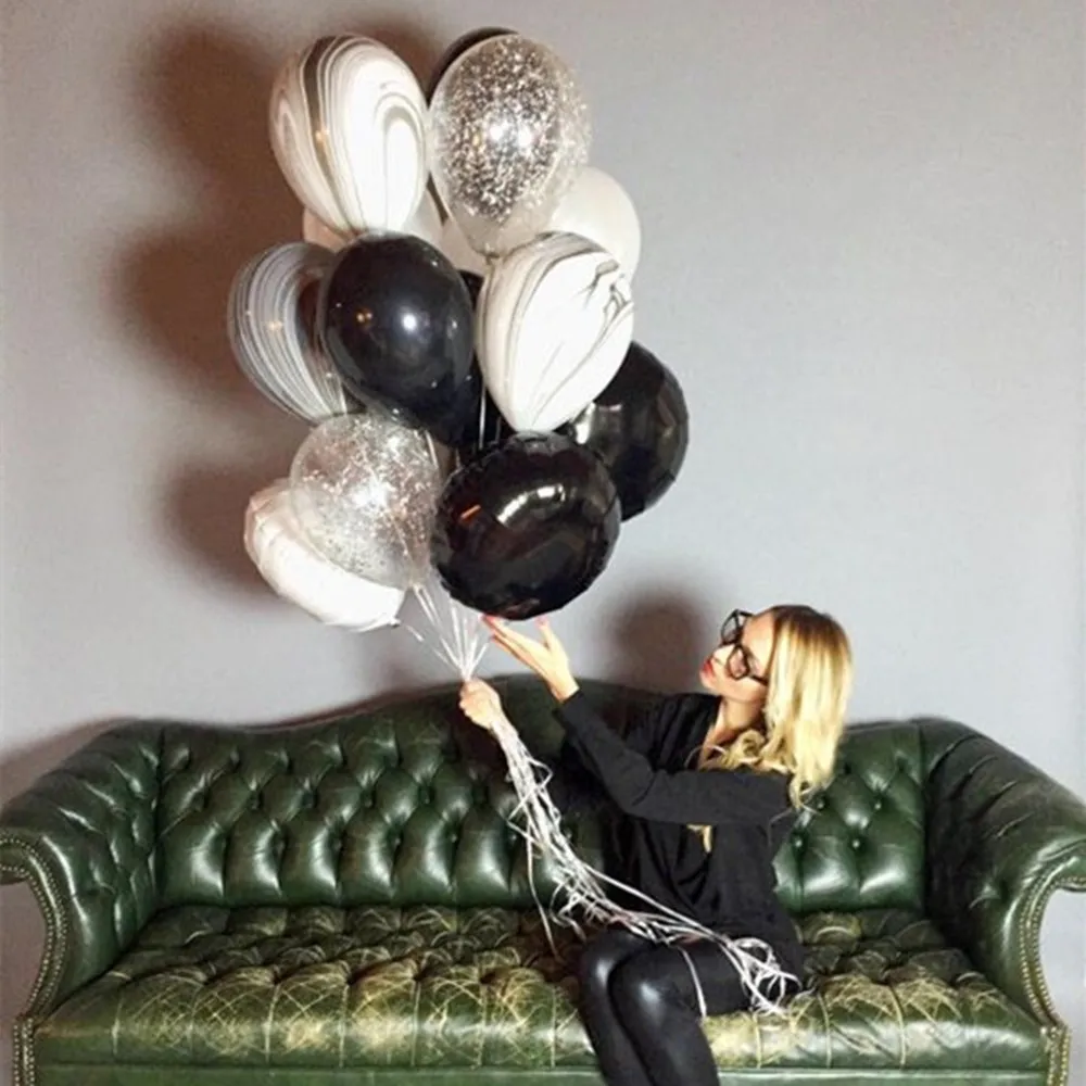 20 шт./лот латексные шары с белыми розовыми мраморными золотыми конфетти Детские