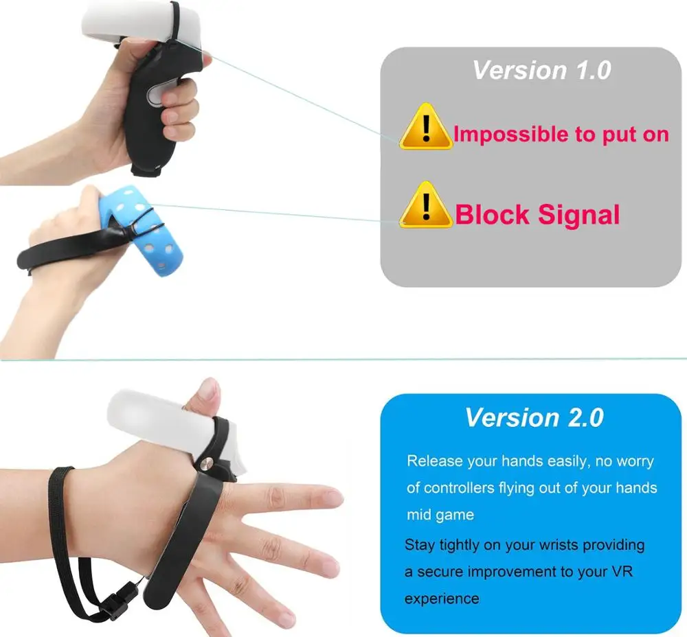 

5in1 Knuckle Strap+Grip Cover+Hand Strap+VR Lens Dust cover+Thumb Button Cap for Oculus Quest 2 VR Controller Accessories