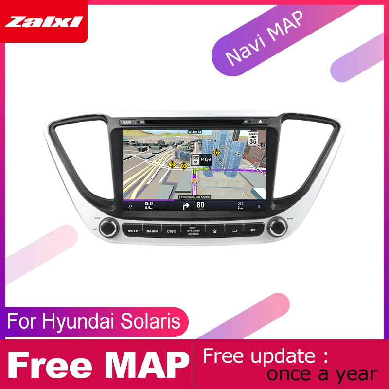Автомобильный dvd плеер ZaiXi android с gps мультимедийный для Hyundai Solaris 2016 ~ 2019