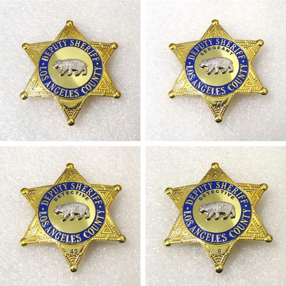 

Halloween Cosplay US Copper LASD Los Angeles Deputy Sheriff County Detective Sergeant Movie Prop Pin Bear Badge Brooch