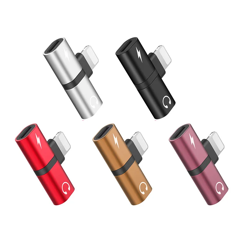 Металлический мини разъем 2 в 1 сплиттер аудио зарядный адаптер для iPhone XS Max XR X 11 12