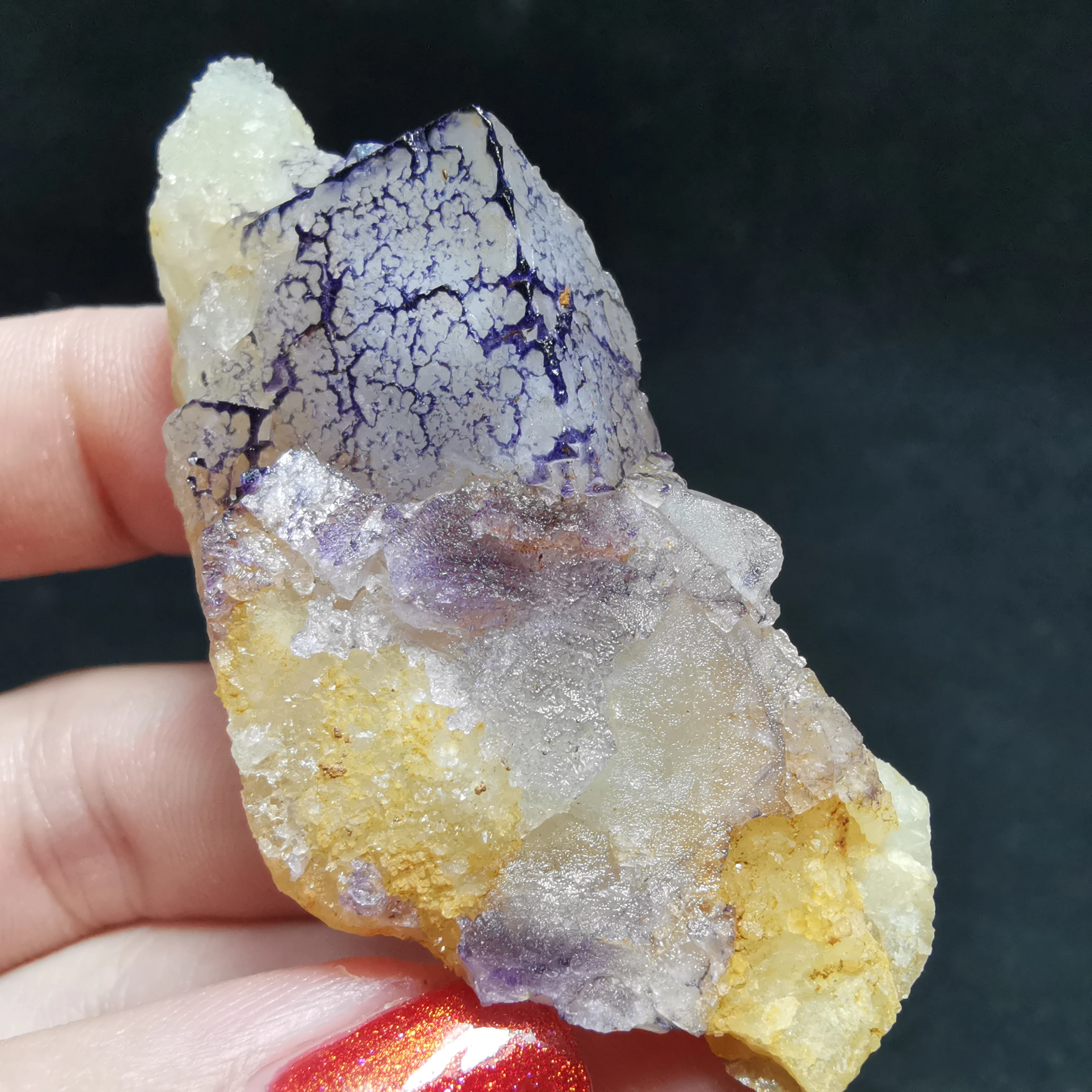 

6.9gRare natural purple edged Fluorite Crystal quartz mineral specimen rock protogem halo energy healing crystal