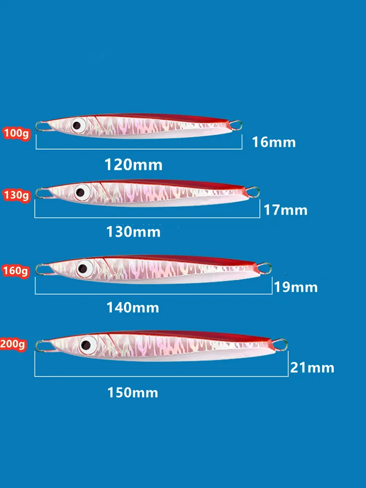 Seaboy 100g/130g/160g/200g Best Slow Metal Jig Lures Fishing Bait Saltwater Lure Jigs Fish Luminous Pike Hook Tackle | Спорт и