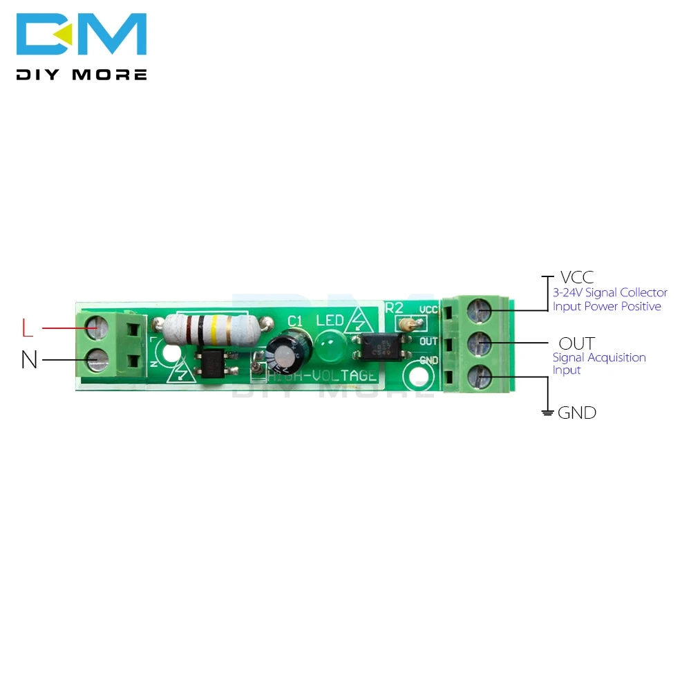 1-Bit AC 220V Optocoupler изоляционный модуль обнаружения напряжения Адаптивная плата для