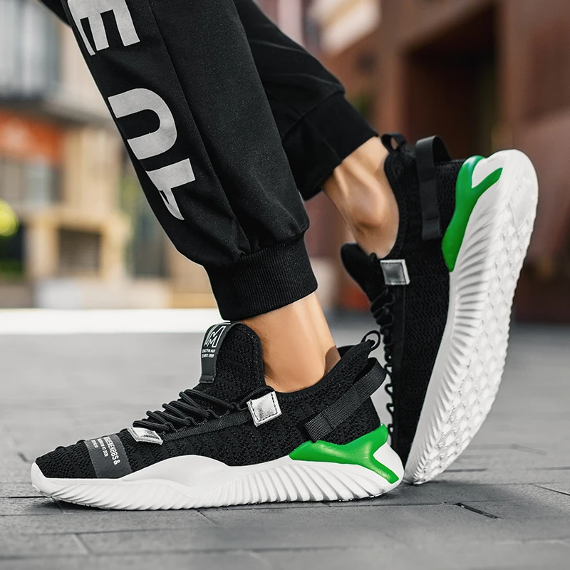 

High Quality Summer Men's Running Shoes Explosion Models Flying Woven Breathable Sports Casual Shoes Cushioning Sneakers Men