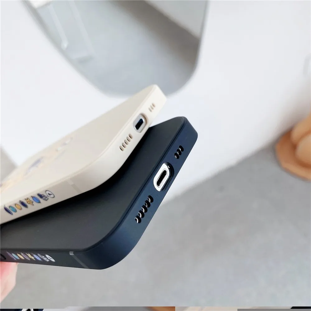 

Cute space ship astronaut Couple soft Case For iPhone 11 12 Pro Max mini 7 8 Plus XR X XS MAX SE 2 silicone phone cover fundas