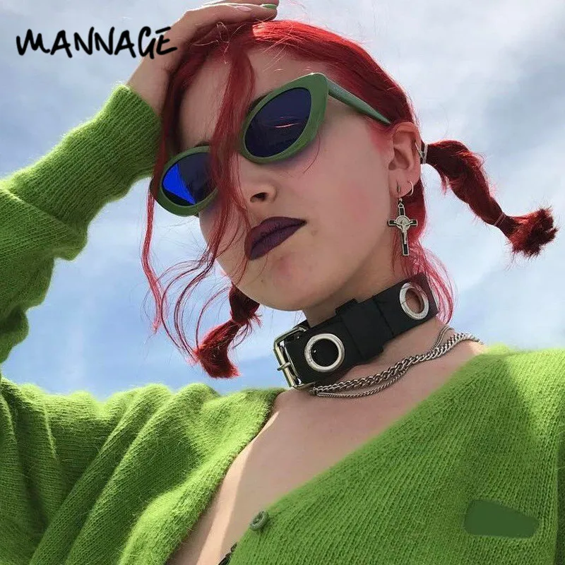 Милые Овальные Солнцезащитные очки женские винтажные круглые кошачьи глаза