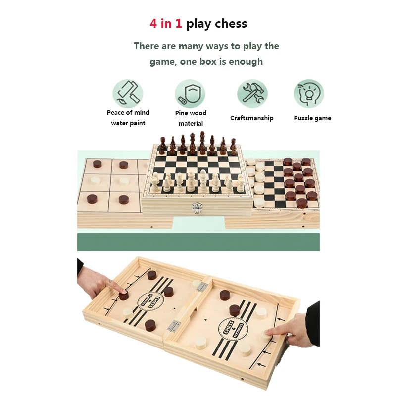 

4 In 1 Internationality Chess Set High-quality Professional Wooden Family Table Games for Children Adults Gift Puzzle Educate