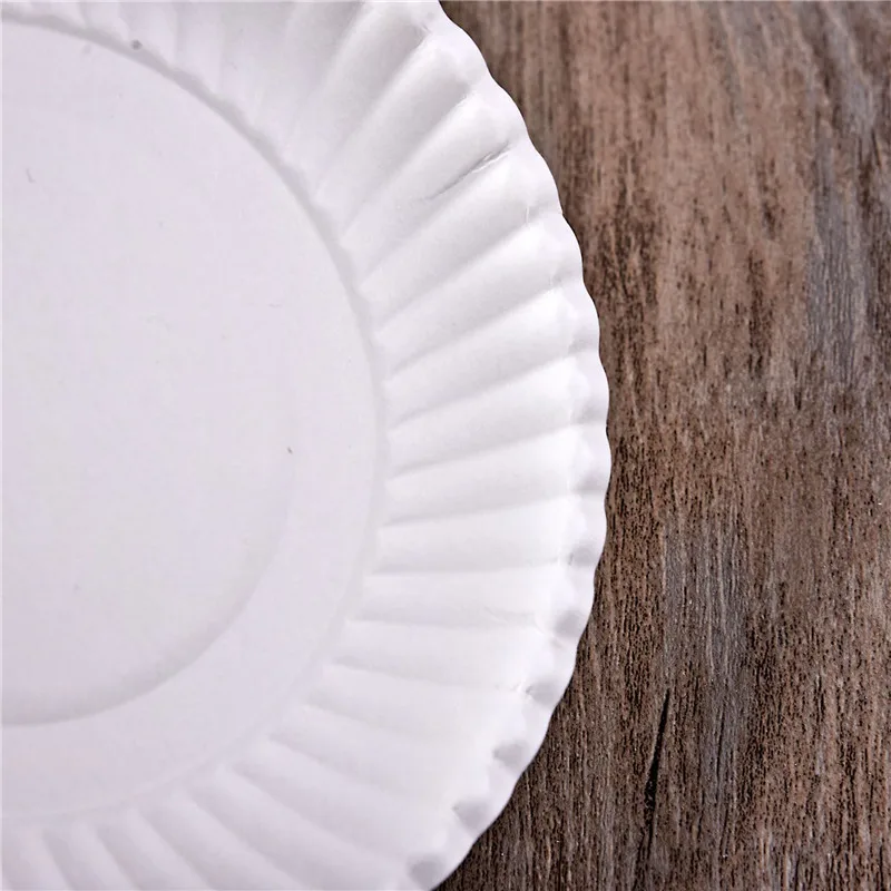 100 шт./упак. одноразовые тарелки лотка чистый белый картон для дня рождения