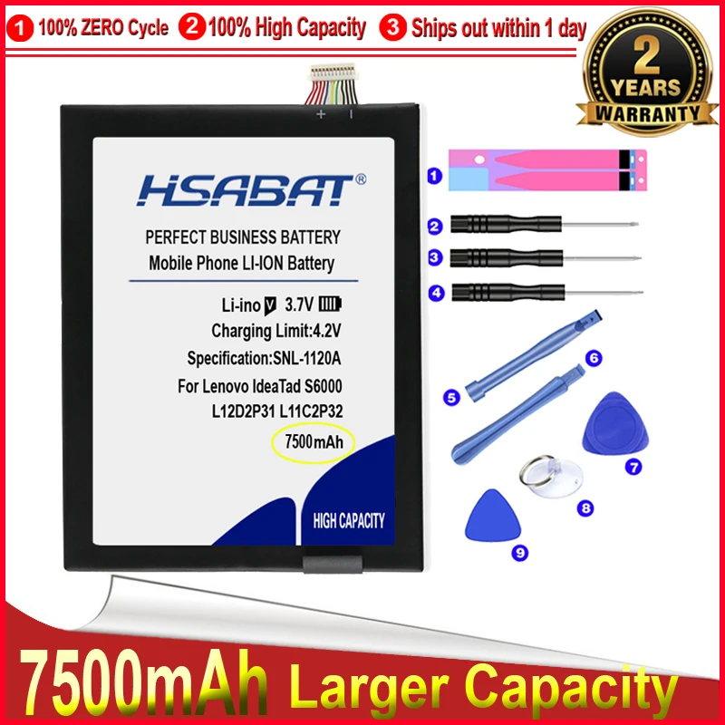 Аккумулятор HSABAT 0 цикл 7500 мА · ч для Lenovo IdeaTad S6000 S6000-H A7600 A7600-HV A7600-F S6000L-F A10-80HC S600H S6000-F