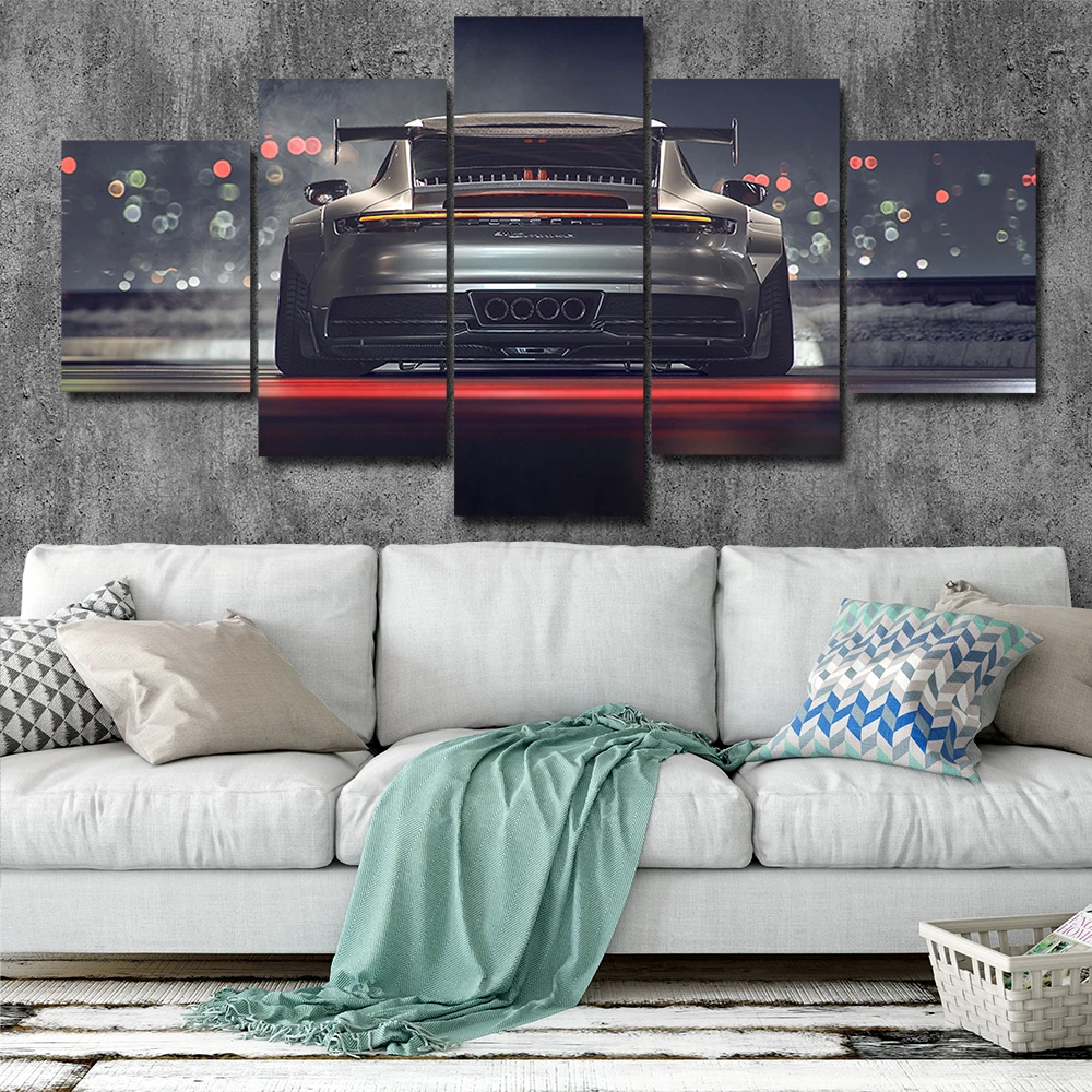 

No Framed Canvas 5 Pieces Posters Luxury Porsche 911 GT3 Car Wall Art Pictures Home Decor HD Paintings Living Room Decoration