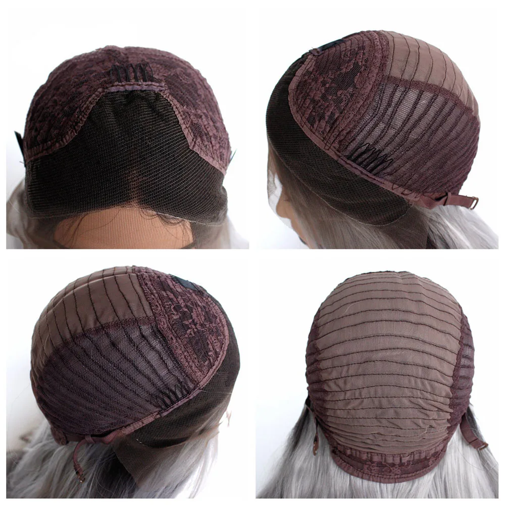 

SiNuo Sliver Grey Ombre Synthetic Lace Front Wigs for Black Women Natural Long Straight Cosplay Perruques High Temperature Hair