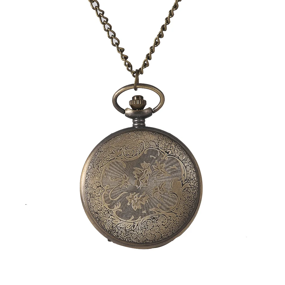 Новые Модные Винтажные кварцевые карманные часы бронзовые полые лепестки