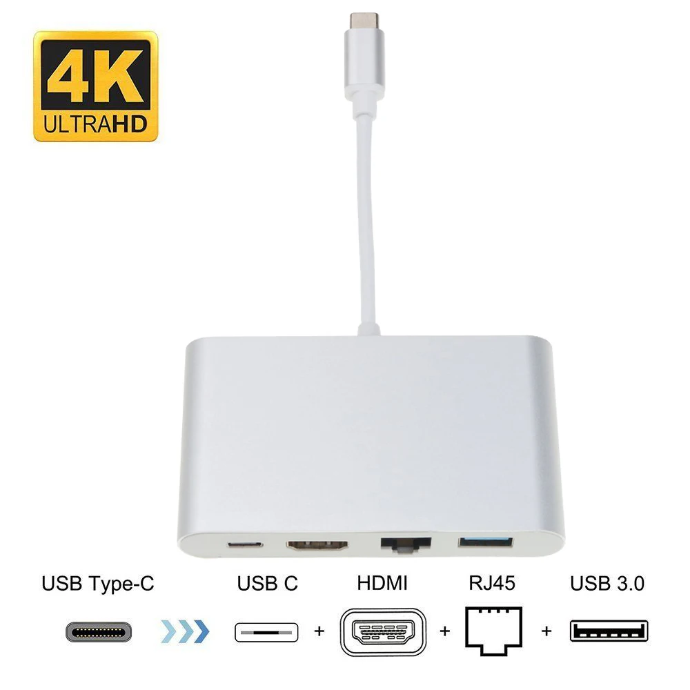 

Новый 4 в 1 USB-C Hub адаптер USB 3,0 типа C на HDMI 4K RJ45 порт USB 3,0 USB 2,0 конвертер для Macbook HDTV для Huawei Lenovo