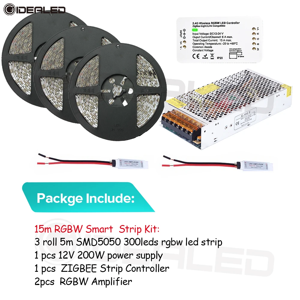 Умный RGBW ленточный светильник, набор Zigbee, ленточный контроль, Лер для домашнего смартфона, приложение, светильник, ссылка на Amazon Echo Alexa, голосовое управление, zll лента