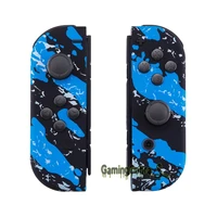 extremerate soft touch grip blue coating splash patterned housing shell with full set buttons for ns switch joycon oled