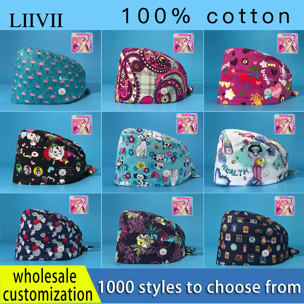 

Высокое качество хлопок печатных хирургическая шапочка стоматологической помощи с эффектом потертости; Шапочка для салона красоты шапочк...