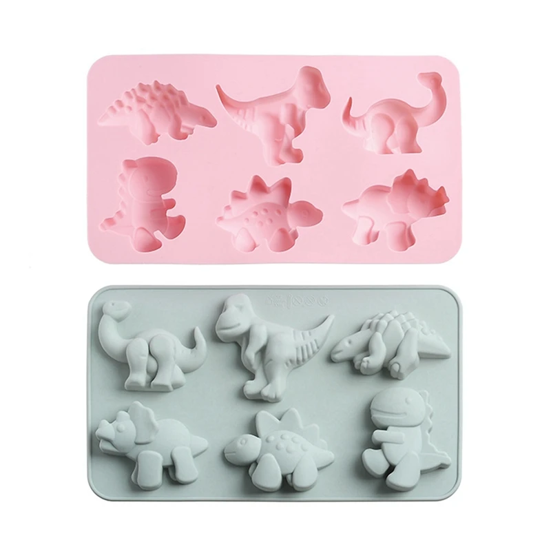 

2Pcs Dinosaur Silicone Cake Molds Kid Cartoon Dino Chocolate Gummy Mold Tray Candy Fondant Mould Baking Tools